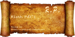 Rieth Pál névjegykártya